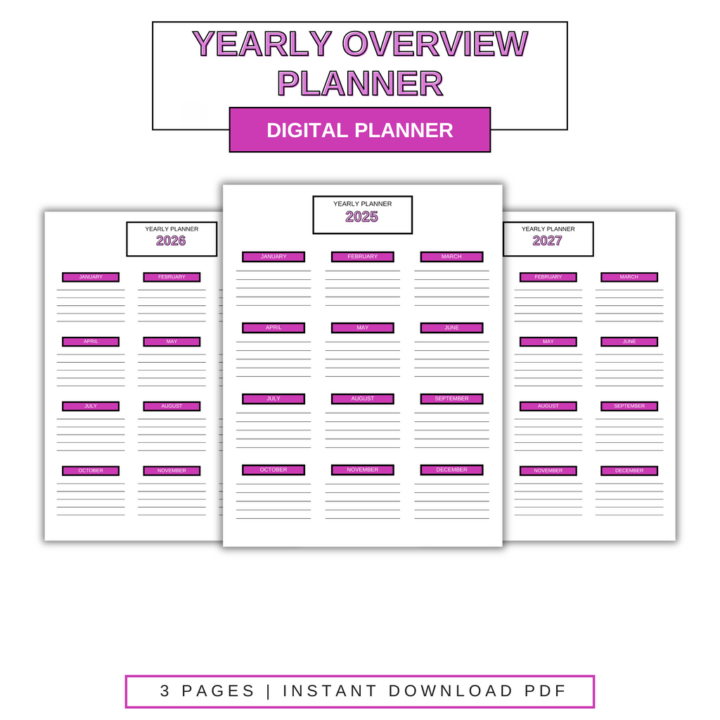 Digital Yearly Overview Planner