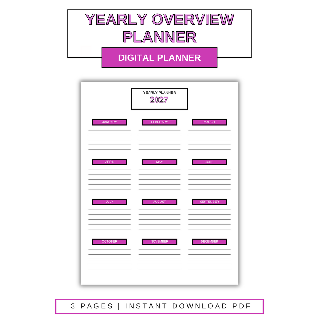 Digital Yearly Overview Planner