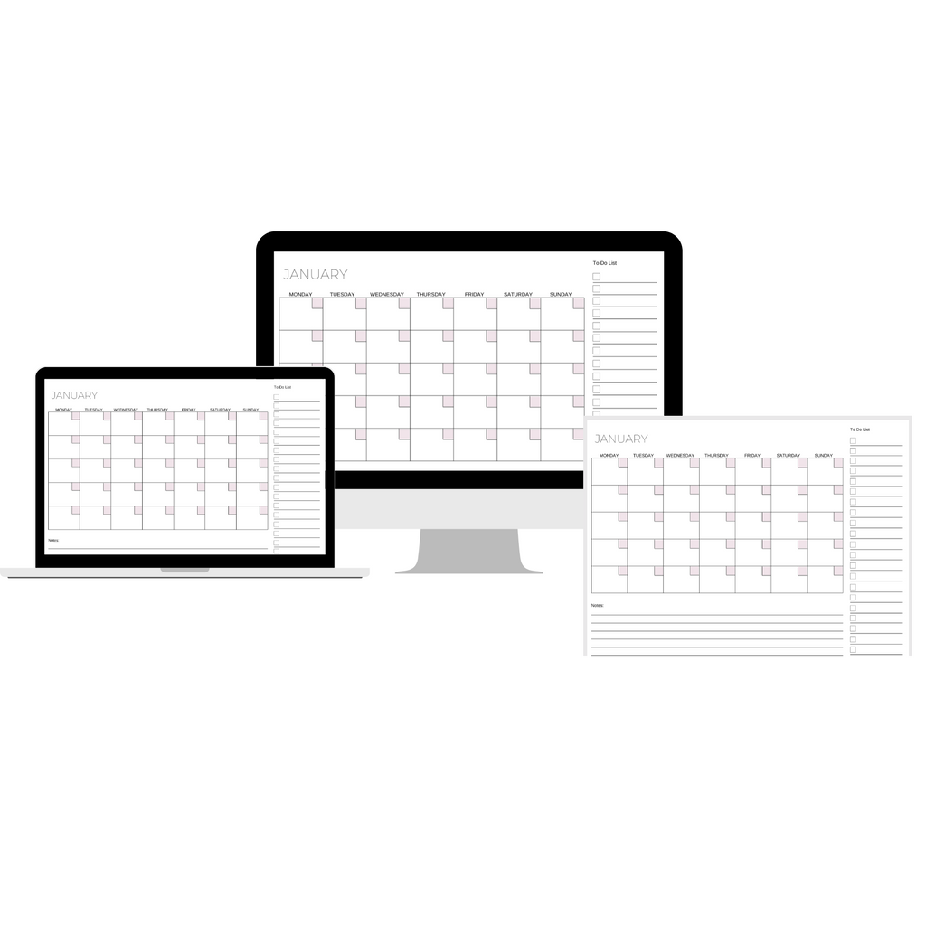 Digital Blank Yearly With To Do List Calendar