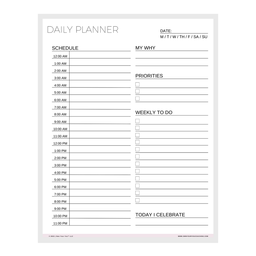 Digital 24 Hour Daily Planner