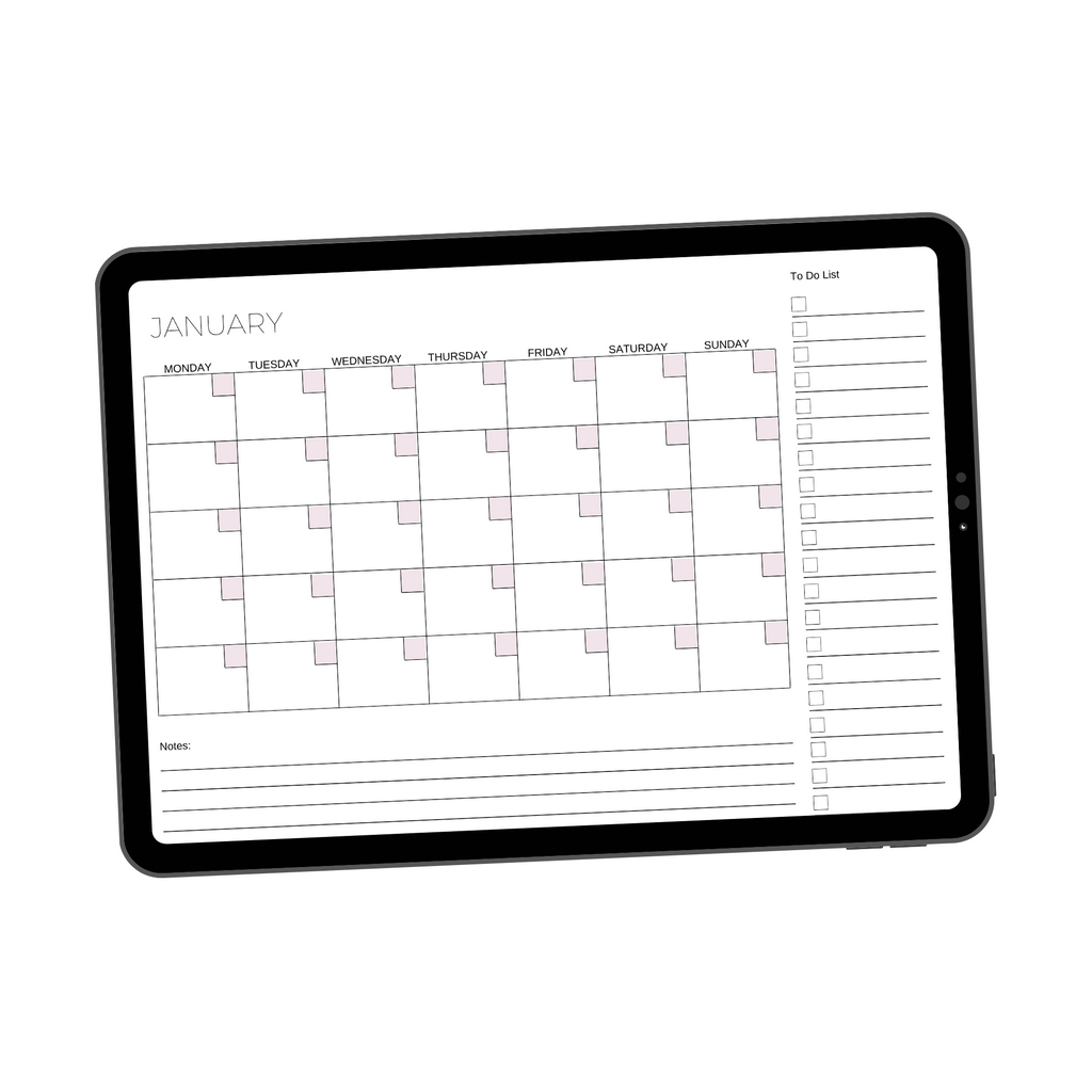 Digital Blank Yearly With To Do List Calendar