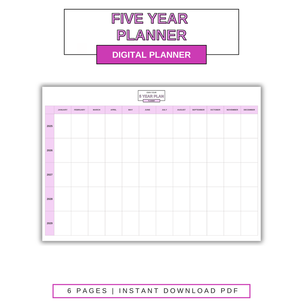 Digital Five Year Planner