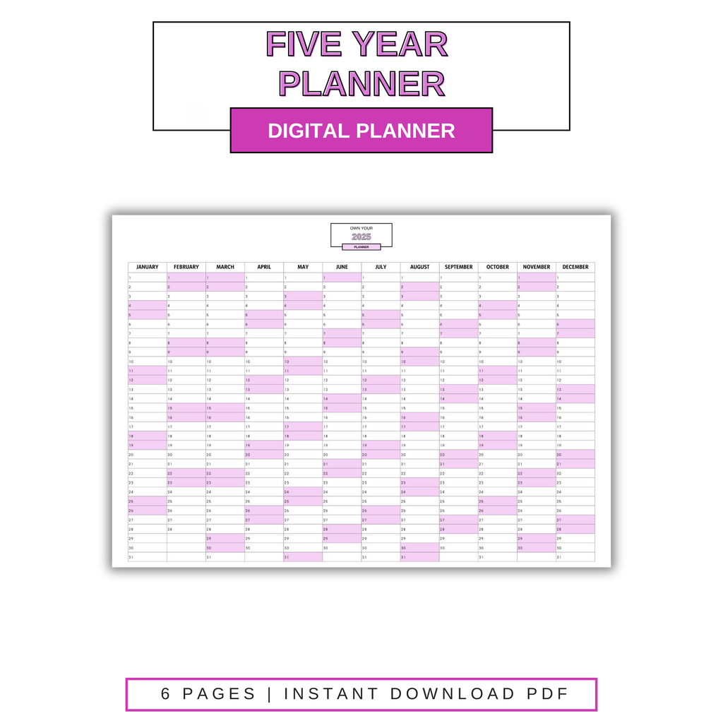 Digital Five Year Planner