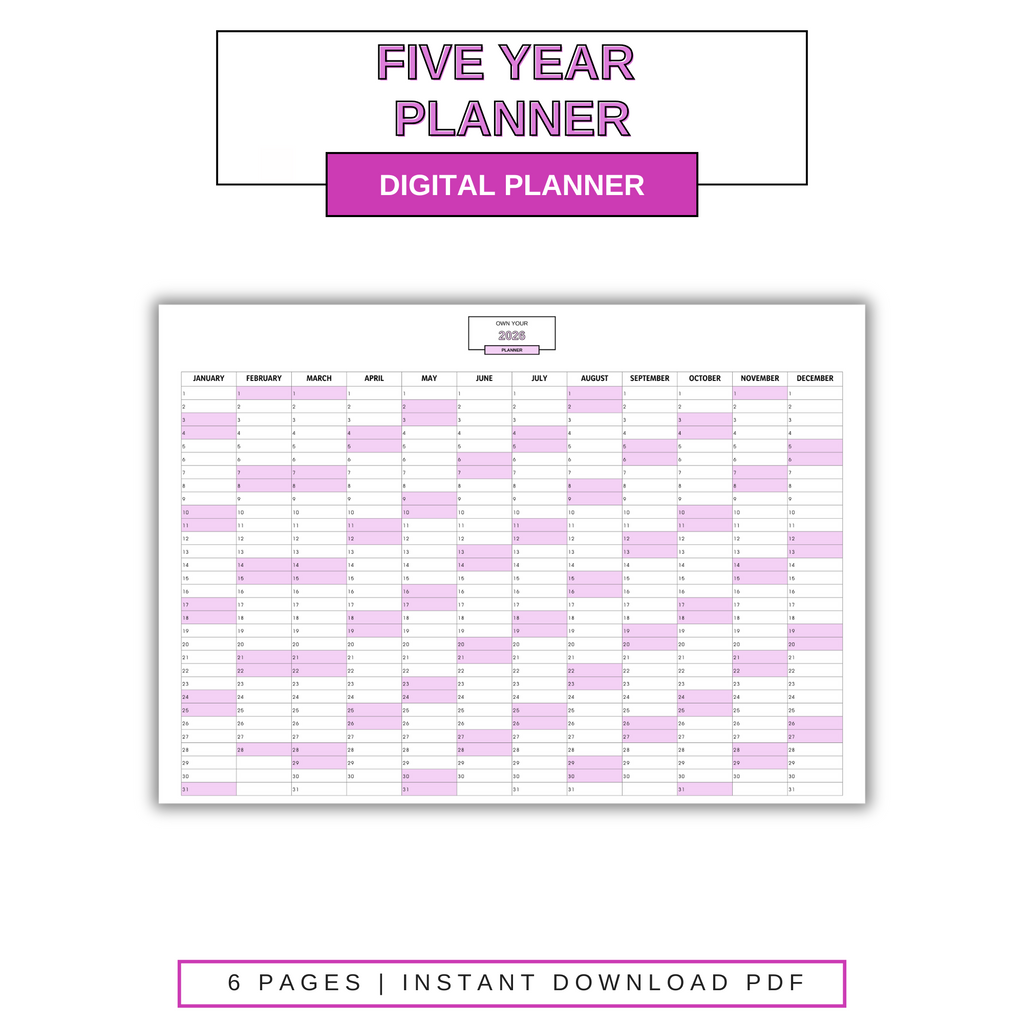 Digital Five Year Planner