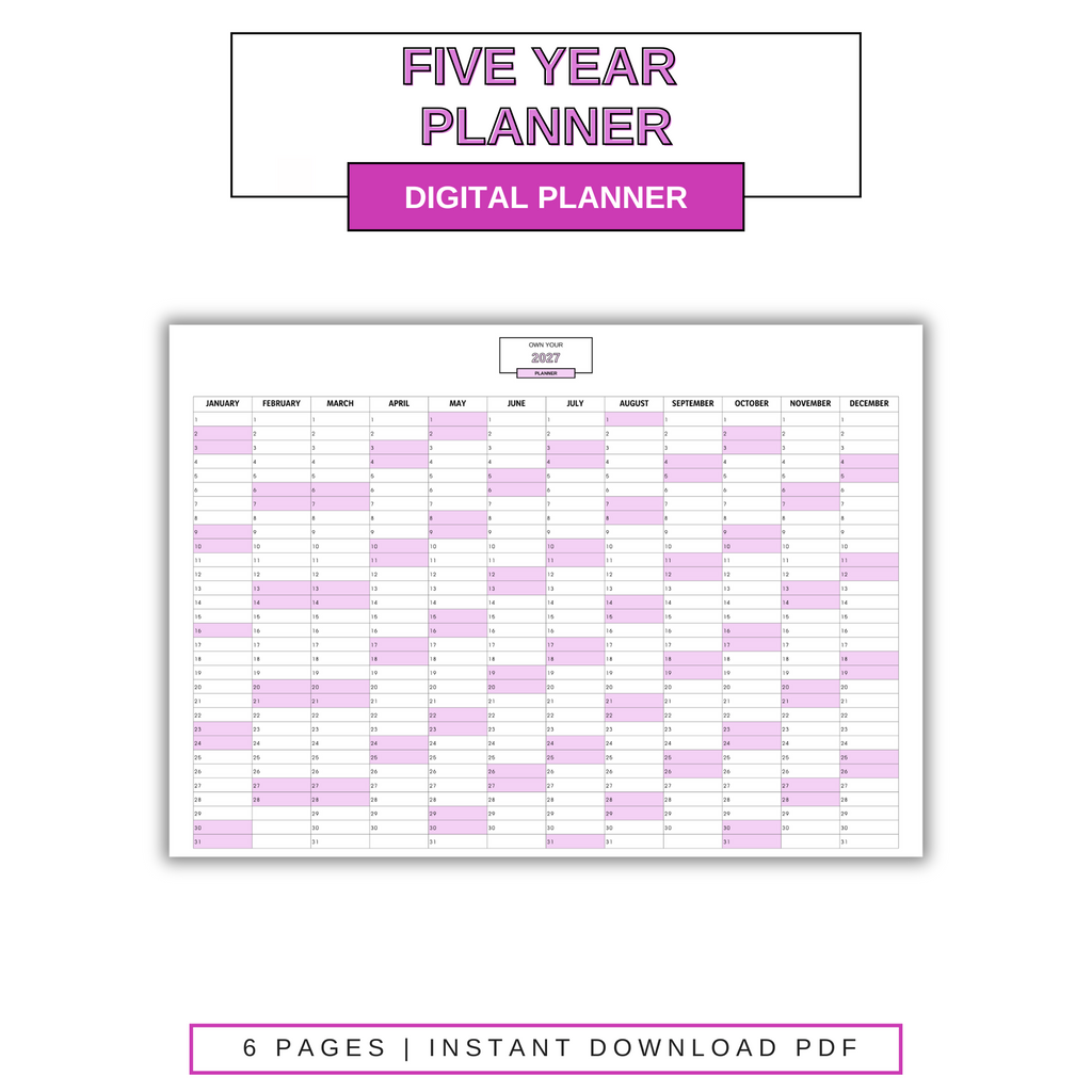 Digital Five Year Planner