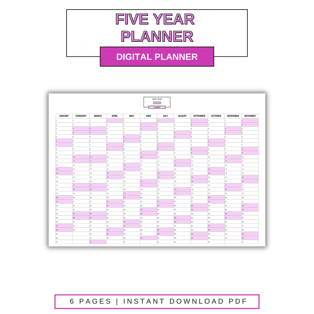 Digital Five Year Planner
