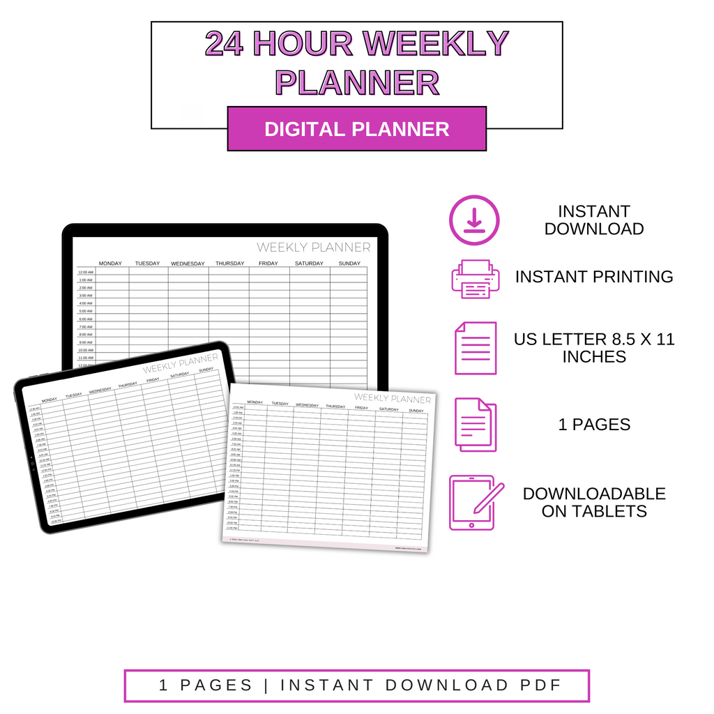 Digital 24 Hour Weekly Planner